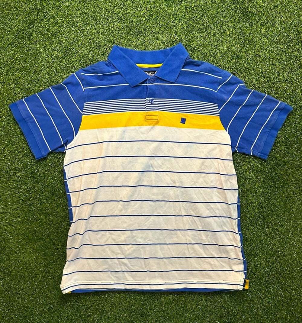 Ecko Unltd Striped Polo Shirt Blue Yellow White 2X-Large